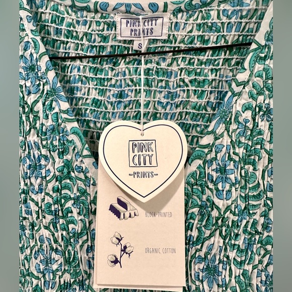 Tuckernuck Pink City Prints- Exclusive Mint Trellis Isabel V-Neck Dress (Small) - Picture 3 of 6